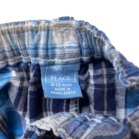 3/$20 children’s place 9-12 month shorts blue and white and white stripe - Picture 3 of 3